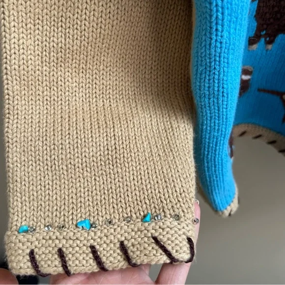 Storybook Knits  Aztec western embroidered sweater M - Picture 6 of 8